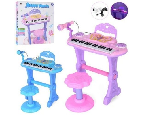 Дитяче Піаніно Синтезатор зі стільчиком та мікрофоном, від мережі (6001-6002)