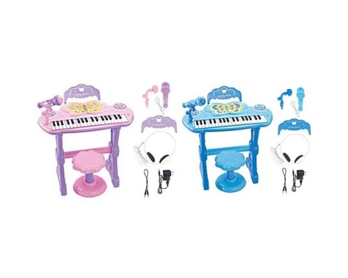 Дитяче Піаніно Синтезатор зі стільчиком та мікрофоном, від мережі (6001-6002)