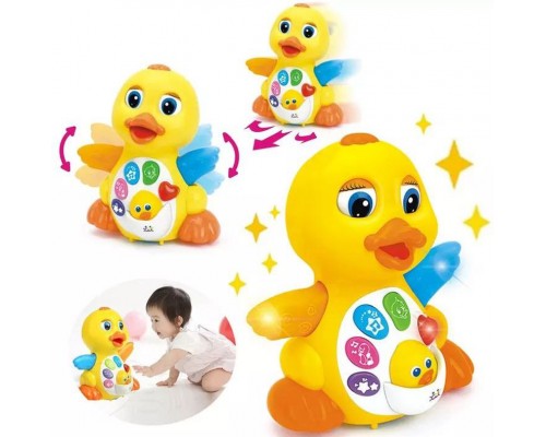 Музыкальная игрушка для малышей Уточка танцовщица Звук, свет, ездит (808)