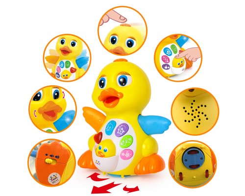 Музыкальная игрушка для малышей Уточка танцовщица Звук, свет, ездит (808)