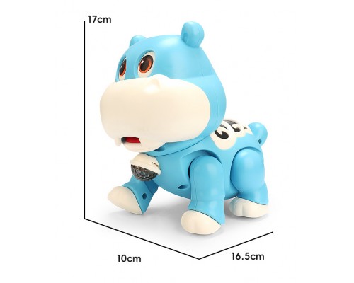 Іграшка для малюків бегемотик на батарейках, Ходить, світиться, музика (9055)