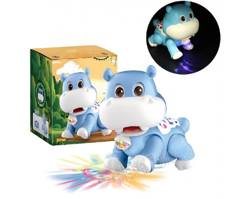 Іграшка для малюків бегемотик на батарейках, Ходить, світиться, музика (9055)