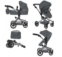 Коляска для кукол 2 в 1 Трансформер с сумкой 9695 Carrello Fortuna GREY Серая