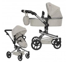 Коляска для кукол 2 в 1 Трансформер с сумкой 9695 Carrello Fortuna LIGHTG GREY Светло Серая