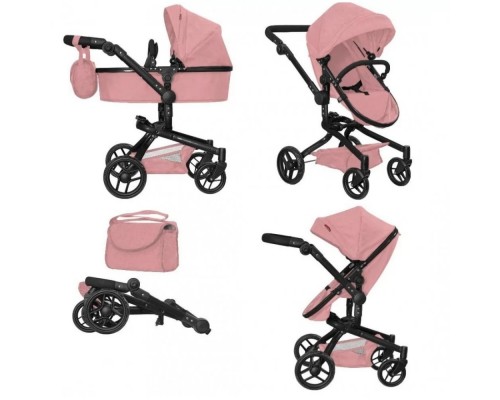Коляска для кукол 2 в 1 Трансформер с сумкой 9695 Carrello Fortuna POWDER PINK Розовая Пудра