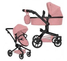Коляска для кукол 2 в 1 Трансформер с сумкой 9695 Carrello Fortuna POWDER PINK Розовая Пудра