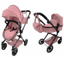 Коляска для кукол 2 в 1 Трансформер с сумкой Carrello Alfa POWDER PINK (9707)