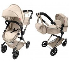 Коляска для кукол 2 в 1 Трансформер с сумкой Carrello Alfa CREAM (9707)