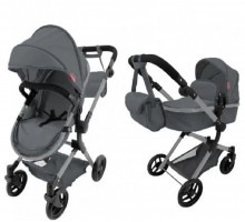 Коляска для кукол 2 в 1 Трансформер с сумкой Carrello Alfa GREY (9707)