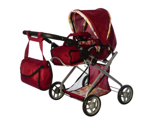 Коляска для ляльки металева Трансформер з люлькою та сумкою (9379)