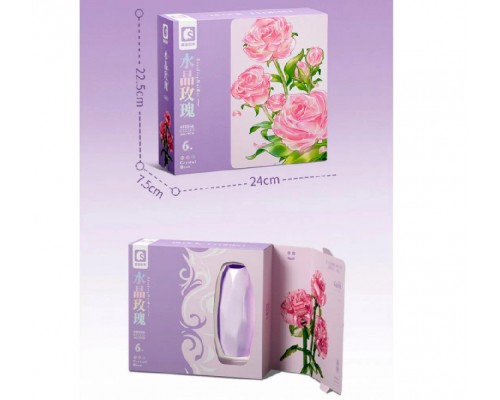 Детский подарочный конструктор Кристальные розы в вазе, 261 деталь (611066)