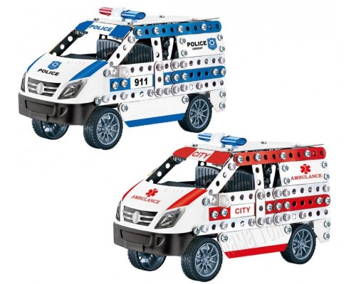 Конструктор металевий Швидка допомога/Поліція 2 види 314 деталей (8801-02)