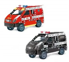 Конструктор металевий Пожежна машина/Спецназ 2 види 314 деталей (8803-04)