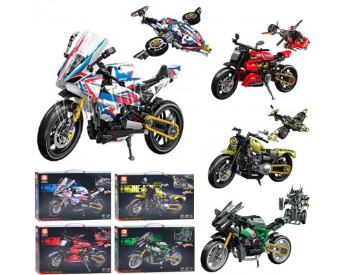 Конструктор Мотоцикл Трансформер 2 в 1 от 479 деталей, 4 вида (9301)