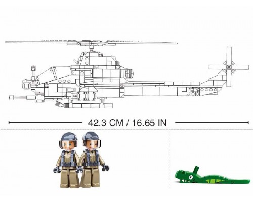 Конструктор Sluban Вертоліт Вайпер AH-1Z. 482 деталі (0838)