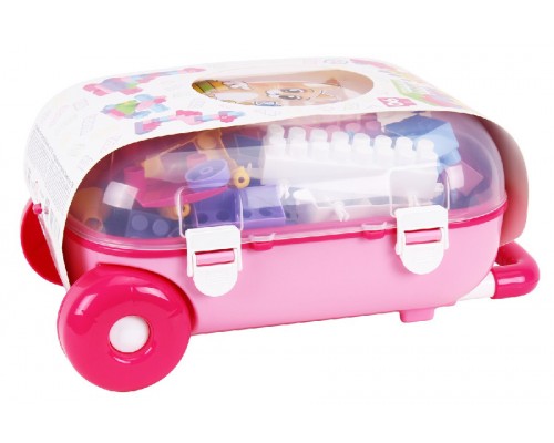 Конструктор для малюків 90 великих деталей у рожевій валізі (7785)