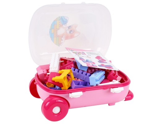 Конструктор для малюків 90 великих деталей у рожевій валізі (7785)