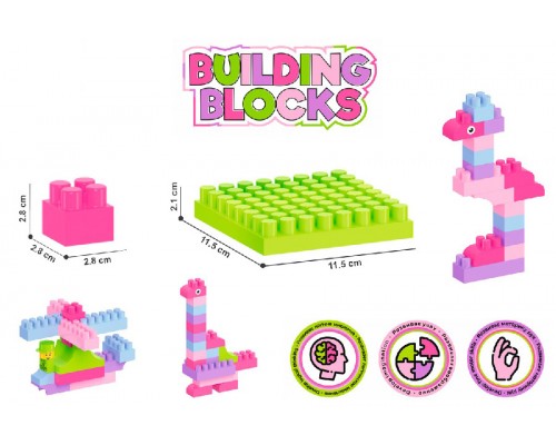 Конструктор для малюків 90 великих деталей у рожевій валізі (7785)