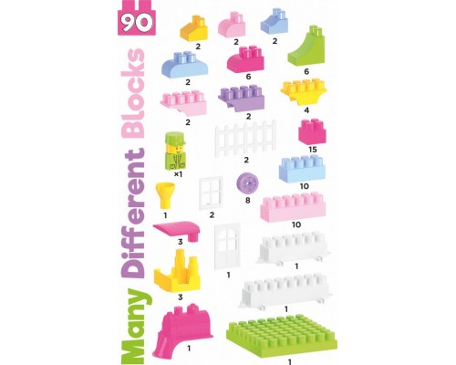 Конструктор для малюків 90 великих деталей у рожевій валізі (7785)