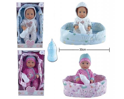 Пупс Беби с бутылочкой и люлькой 30 см (2330 Е-C/Е-I)