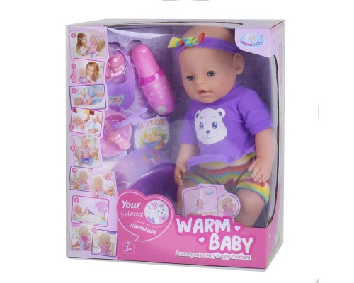 Функциональный Пупс Беби Warm Baby с набором, пьет, писяет 40 см (058-026)
