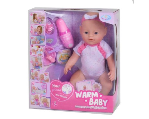 Функциональный Пупс Беби Warm Baby с набором, пьет, писяет 40 см (058)