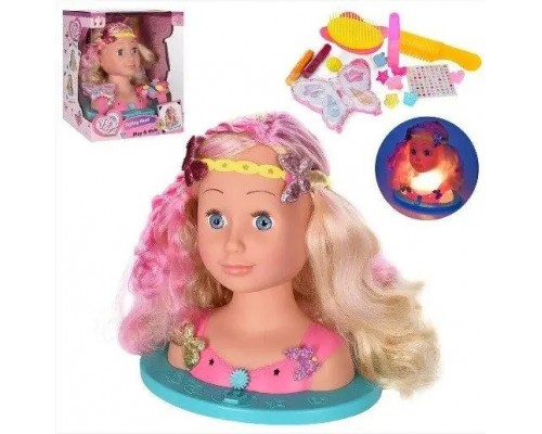 Кукла Манекен голова для причесок и макияжа с подсветкой (888)