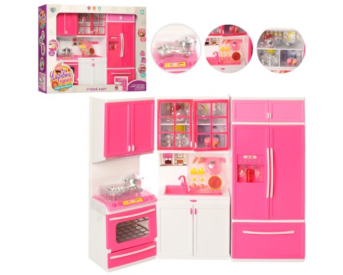 Мебель для куклы Волшебная Кухня с посудой. Звук, свет, 33 см (26210)