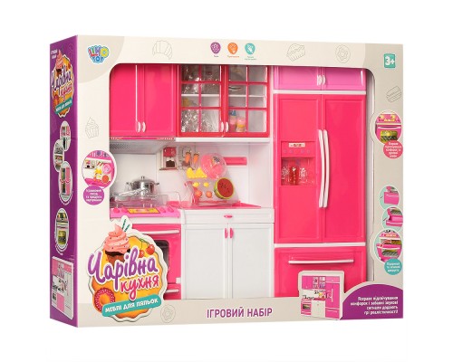 Мебель для куклы Волшебная Кухня с посудой. Звук, свет, 33 см (26210)