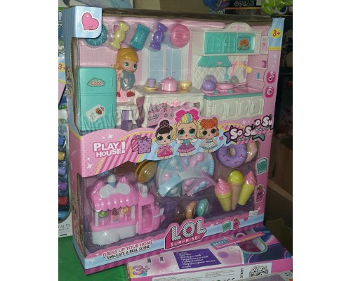 Набір лялька ЛОЛ з меблями та аксесуарами Кухня, морозиво, світло, звук (418)