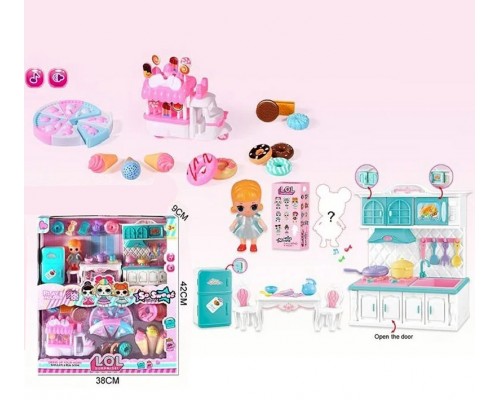 Набір лялька ЛОЛ з меблями та аксесуарами Кухня, морозиво, світло, звук (418)