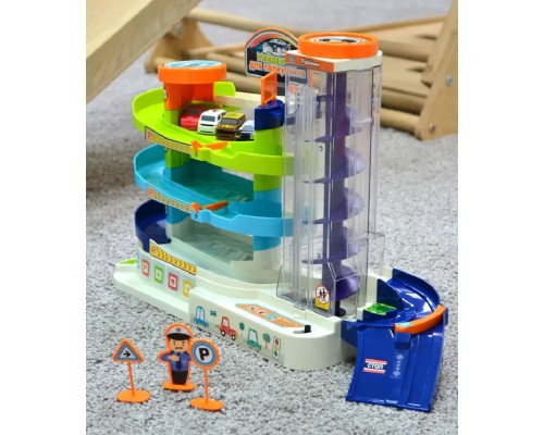 Детский гараж парковка с лифтом. 3 этажа, 4 машинки. Музыка, свет (79920)