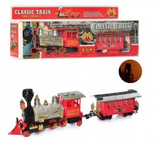 Игрушечный Паровоз Поезд с вагоном, ездит, музыка, дым (02)