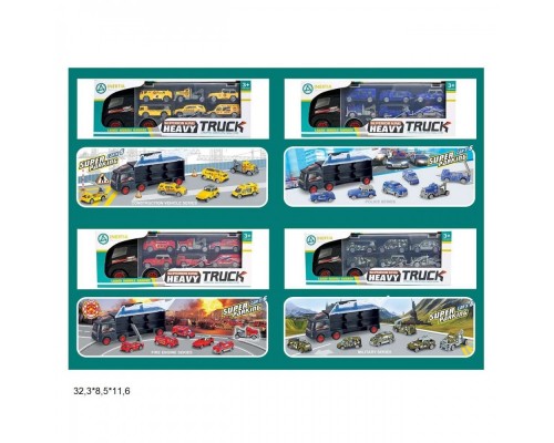 Трейлер Паркинг Автовоз с металлическими машинками, Спецтехника (1284)