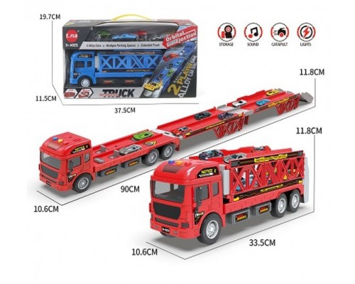 Трейлер Трек із металевими машинками. Розкладна траса 90 см Звук, світло (1286)