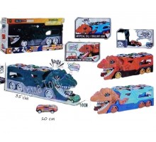 Трейлер монстр Автовоз Динозавр 35 см з металевими машинками (333-151)