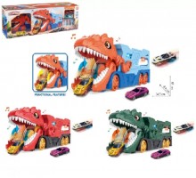 Трейлер монстр Динозавр з металевими машинками, Звук, світло, паркінг (660-111-112-113)