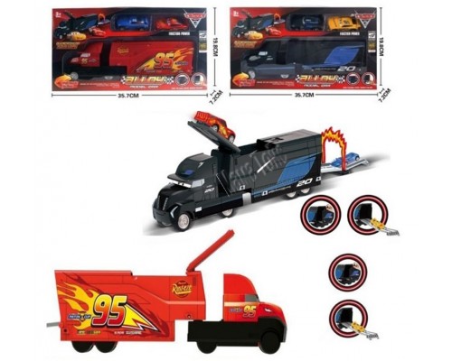 Трейлер гараж Тачки с металлическими машинками 2 вида Маквин, Шериф (871-872)
