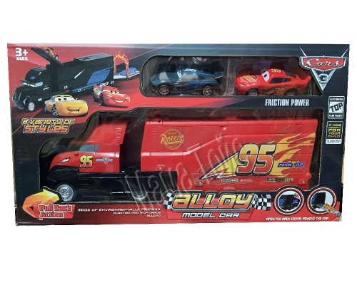 Трейлер гараж Тачки с металлическими машинками 2 вида Маквин, Шериф (871-872)