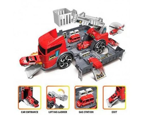 Іграшковий гараж Трейлер з машинками Пожежна машина (920)