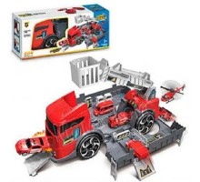 Іграшковий гараж Трейлер з машинками Пожежна машина (920)