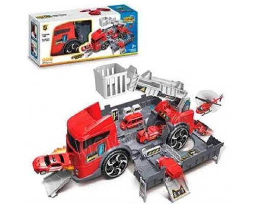 Іграшковий гараж Трейлер з машинками Пожежна машина (920)