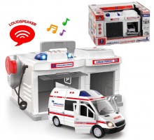 Игрушечный гараж с машинкой Скорая помощь. Рация, Свет, Звук (557)