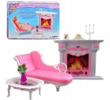 Мебель для кукол Барби Gloria Гостиная с камином (2618)