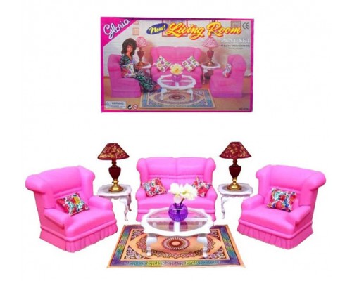 Меблі для ляльок Барбі Gloria Вітальня з килимом (9704)