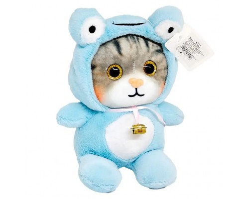 Мягкая игрушка плюшевая кошка глазастик в капюшоне 25 см (16310)