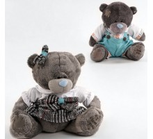 Маленький плюшевий ведмедик Тедді сірий (костюм бірюза) 35 см