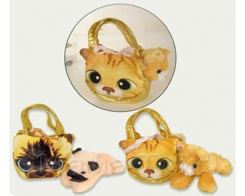 Мягкая игрушка Кошечка в сумке 2 вида, 18 см (17054)