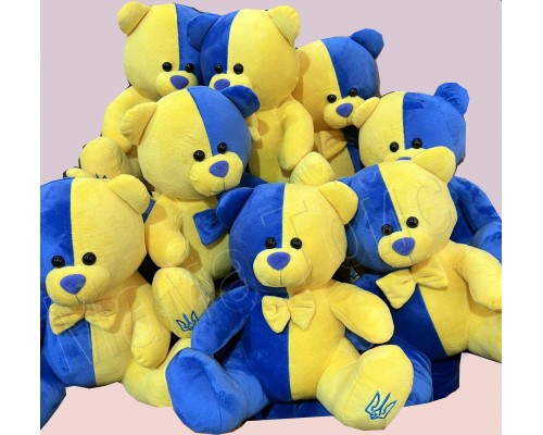 Мягкая игрушка Мишка флаг Украина (желто синий) Велюр 50 см