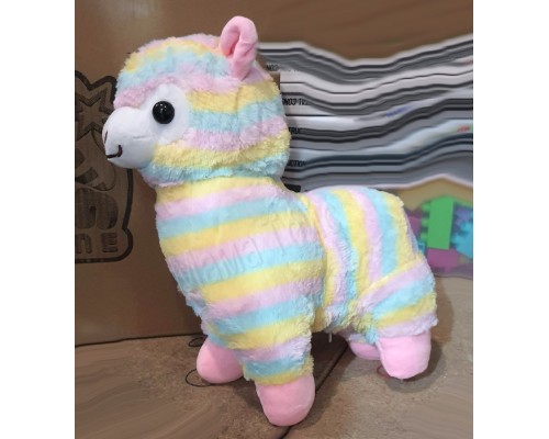 М'яка іграшка Плюшева Лама Альпака Веселка Світиться 30 см